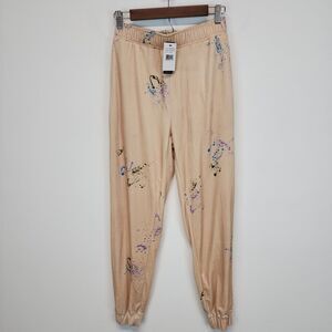 AFRM Splatter Joggers Size XS Soft Velour Pockets Elastic Waist Lounge Normcore